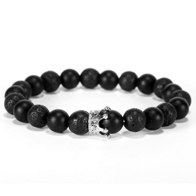 Bead Crown Natural Stone Double Bracelet