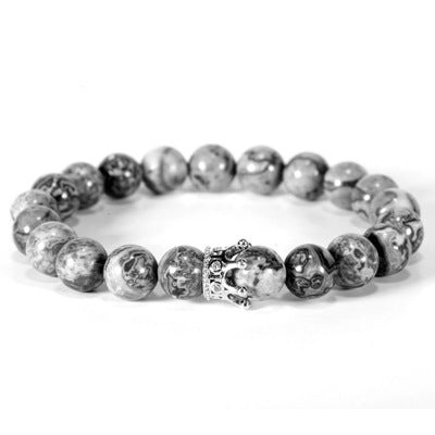 Bead Crown Natural Stone Double Bracelet