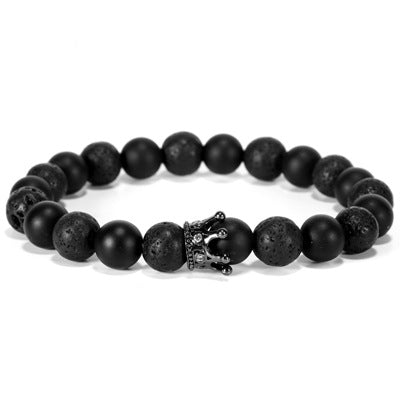 Bead Crown Natural Stone Double Bracelet