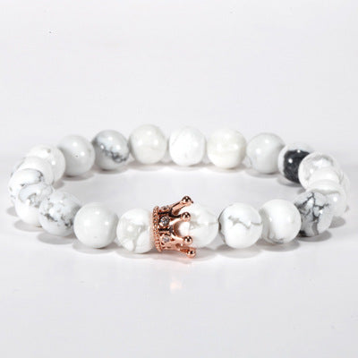 Bead Crown Natural Stone Double Bracelet