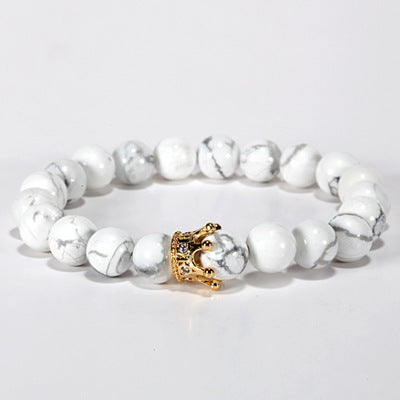 Bead Crown Natural Stone Double Bracelet